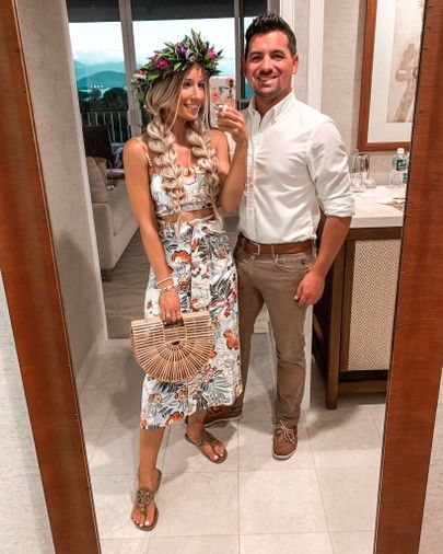 Luau Outfits, Rehearsal Dinner Outfits, Cruise Fashion, Honeymoon Style, Tropical Outfit, Nude Strappy Heels, Work Trip, Hawaii Outfits, Honeymoon Outfits