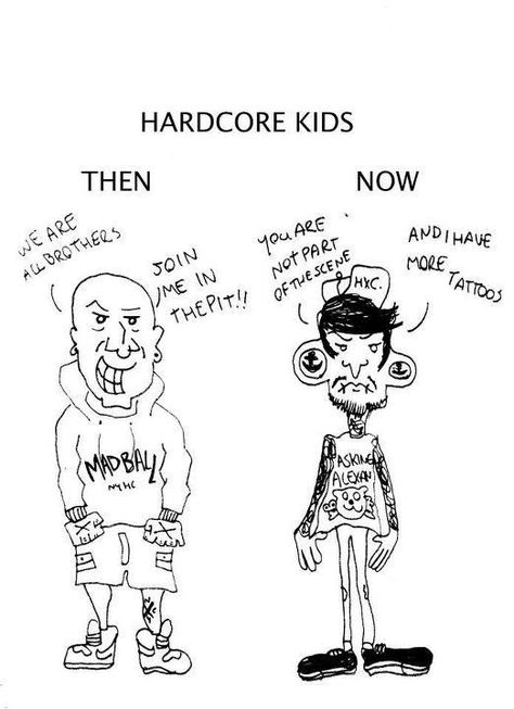 Hardcore kids than and now Hardcore Outfits, 90s Teen Fashion, Punk Guy, Punk Lifestyle, Punk Drawing, Bad Pic, Hardcore Music, Punk Culture, Crust Punk