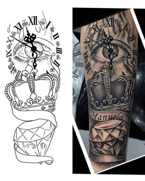 Men’s Black And Grey Tattoos, Black And Gray Tattoo Design For Men, Arm Tattoo Men Stencil, Tattoo Templates Men, Realistic Tattoo Stencil, Clock Tattoo Stencil, Black And Gray Tattoo Design, Tattoo Stencils Outline Design, Black Gray Tattoo