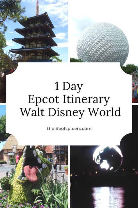 1 day Epcot Itinerary for when you are restricted on time #epcot #waltdisneyworld #disneyparks #visitepcot Epcot Itinerary, Holiday Florida, Disney World Packing, Epcot Theme Park, Disney Time, Disney Cruise Tips, Disney Board, Disney World Characters, Disney World Epcot