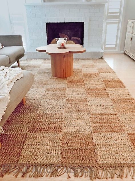 Checkered Jute Rug, Checkered Area Rug, Minimal Bohemian, Nordic Rug, Entryway Carpet, Lounge Rug, Apartment Vibes, Custom Area Rugs, Hemp Rugs