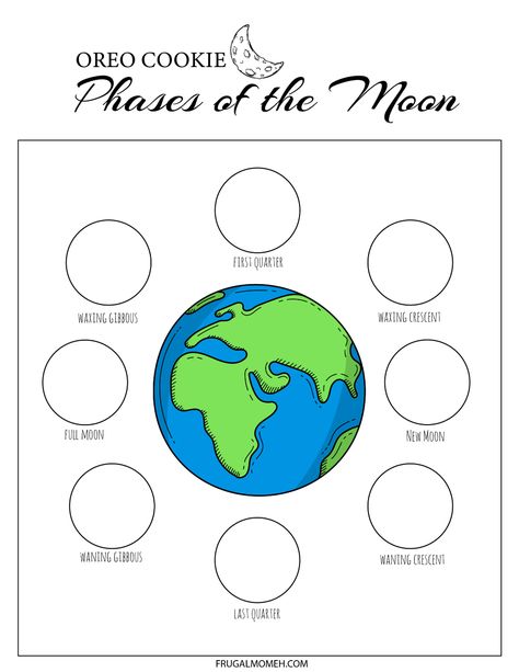 Stem Worksheets Free Printables, Oreo Moon Phases Printable Free, Free Moon Printables, Moon Phases Oreo Printable, Phases Of The Moon Printable, Phases Of The Moon, Moon Phases Worksheet, Phases Of The Moon Worksheet, Phases Of Moon Activity