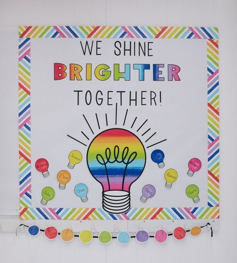 We Shine Brighter Together Bulletin Board, We Shine Brighter Together, Mirror Messages, Classroom Entrance, Classroom Accessories, Happy Lights, Classroom Makeover, Dark Blue Purple, School Doors