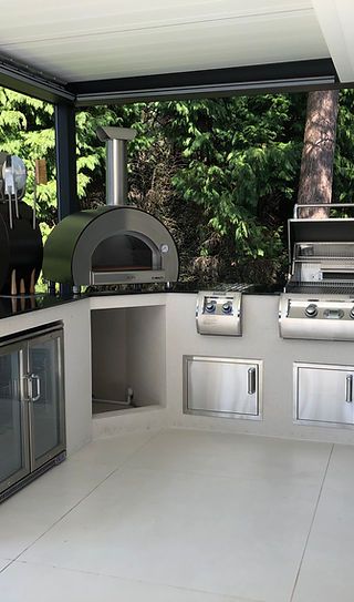 Buckinghamshire | HOME Split Face Tiles, Double Fridge, Bbq Shed, Pizza Oven Outdoor Kitchen, Modular Outdoor Kitchens, Outdoor Cooking Spaces, Oven Design, Outdoor Kitchen Bars, Kitchens Luxury