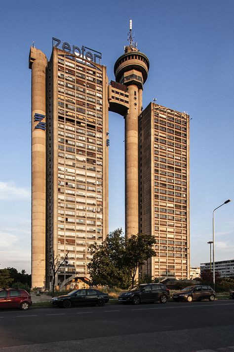 Genex Tower, Bad Architecture, Serbian Architecture, Socialist Modernism, Brutalism Architecture, High Building, Unusual Buildings, Belgrade Serbia, Architectural Styles