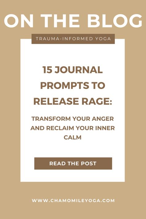 Are you looking for ways to journal but nothing surfaces? These 15 journal prompts allow you to release rage to your level of comfort. These are perfect for your trauma-informed yoga practice for deeper release. I welcome you to join Chamomile Yoga's latest blog post and explore the prompts! Yoga For Anger, Ways To Journal, How To Release Anger, Yoga Workouts, Self Massage, Easy Yoga Workouts, Types Of Yoga, Easy Yoga, Coping Strategies