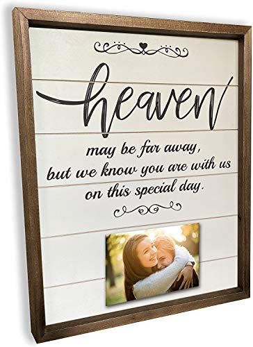 Heaven Wedding Sign, Wedding Memorial Ideas, Wedding Heaven, Heaven Wedding, Memorial Photo Frame, Photo Frame Ideas, Wedding Memorial Sign, Memorial Ideas, Wood Wedding Signs