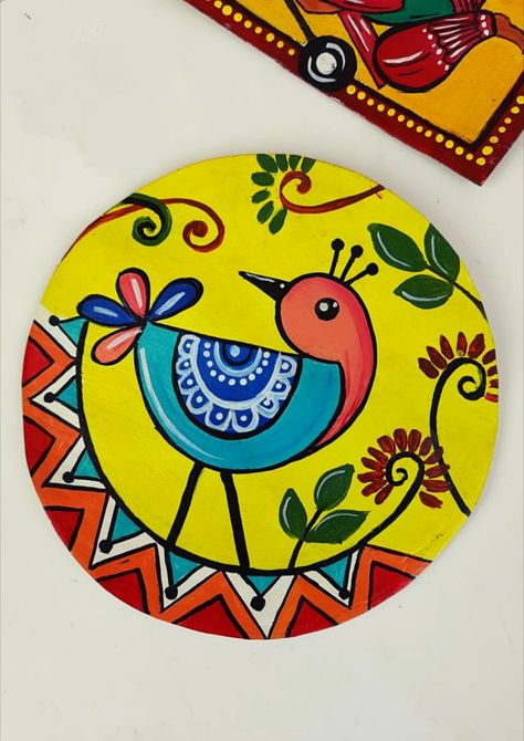 Watch the full video on my YouTube channel. Indian Folk Art Painting Easy, Cd Painting Ideas, Art Cd, Cd Wall Art, Cd Wall, Cd Aesthetic, Cd Painting, Painting Ideas Easy, Old Cds