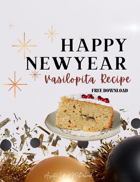 Vasilopita Recipe: FREE DOWNLOAD — Ascetic life of motherhood Povatetsa Bread Recipe, Easy Vasilopita Recipe Cake, Vasilopita Cake, Vasilopita Recipe, New Year Look, St Lucia Day, Recipe Printable, Huge Cake, St Basil's