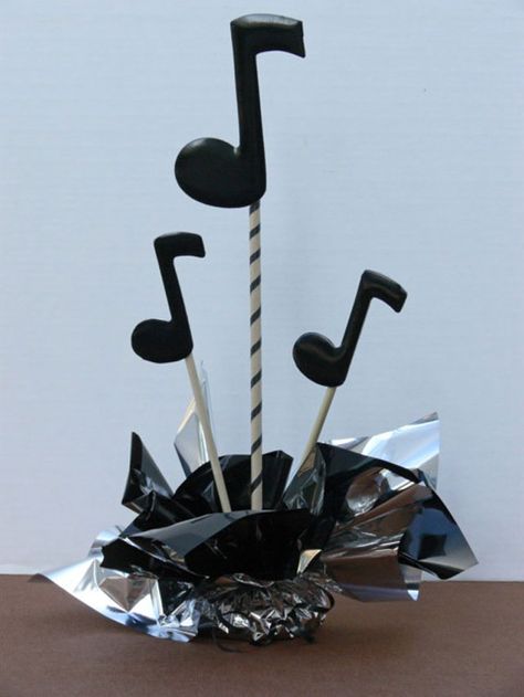 DIY Music Theme Centerpieces | Kits and Supplies | Videos | Party ... Music Party Decorations Diy, Music Banquet Decorations, Birthday Music Theme Decoration, Music Theme Party Decorations Backdrops, Music Party Ideas, Music Party Theme, Notes Decoration, Music Party Centerpieces, Music Note Party Decorations