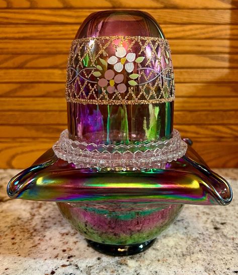 Fairy Lamps, Glass Fairy, Fenton Glassware, Fairy Lamp, Fairy Light, Fenton Glass, Rose Bowl, Glass Flowers, Amethyst Purple