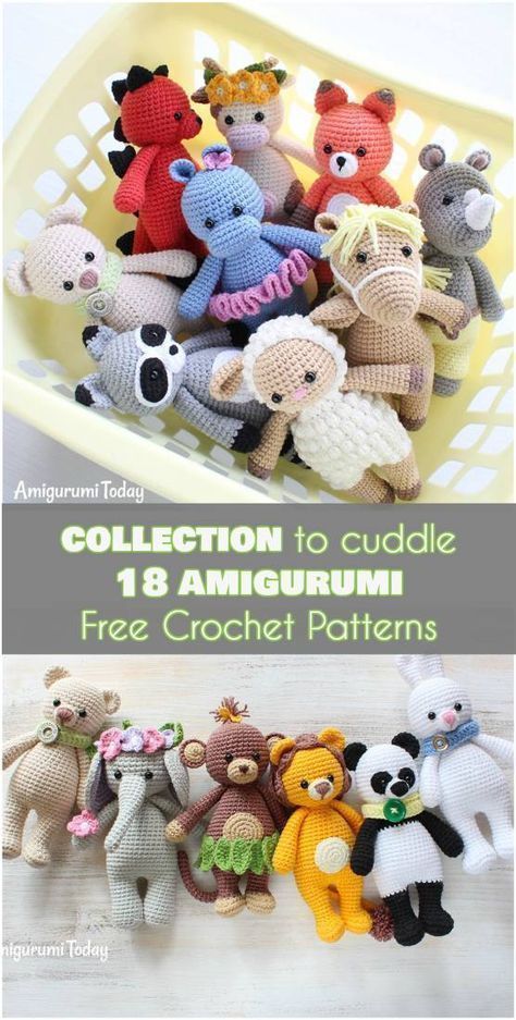 Collection to Cuddle [18 Amigurumi Free Crochet Patterns] Crocheted Stuffed Animals, Beau Crochet, Crochet Stuffies, Crochet Toys Free, Confection Au Crochet, Pola Amigurumi, Crochet Animals Free Patterns, Crochet Simple, Crochet Amigurumi Free