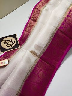 Kora Banarasi Silk Saree, Shravan Somvar, Exclusive Saree Blouse Designs, Cedar Plant, Kora Sarees, Sarees Banarasi, Kanjivaram Sarees Silk, Cotton Saree Blouse Designs, Kora Silk Sarees