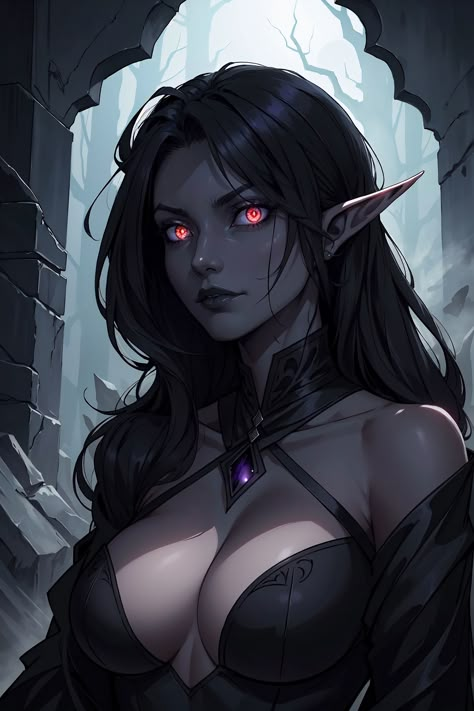 AI Digital Art Elf Female Art, Dark Elf Female, Dnd Artwork, Female Drow, Drow Female, Elf Female, Elf Characters, Female Elf, Elf Art