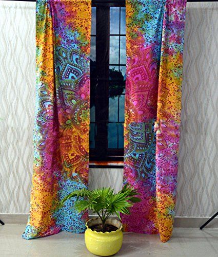 Living Room Hippie, Boho Window Treatments, Hanging Drapes, Rideaux Boho, Wall Drapes, Cortinas Boho, Mandala Curtains, Tapestry Curtains, Indian Wall Art