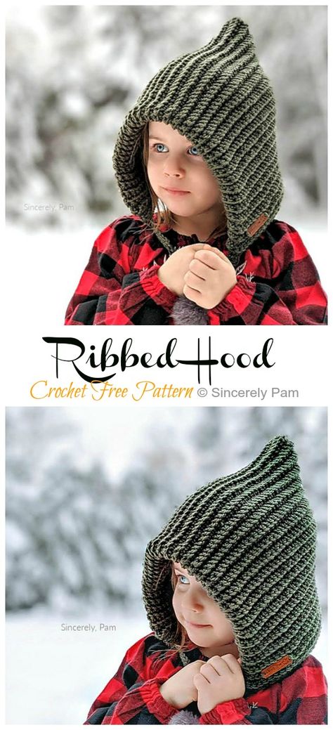 Ribbed Hood Crochet Free Pattern - Crochet & Knitting Crochet Hood Pattern Free, Hooded Cowl Crochet Pattern, Crochet Hooded Cowl, Hood Crochet, Hooded Hat, Scarf Diy, Easy Beginner Crochet Patterns, Crochet Cowl Free Pattern, Crochet Hooded Scarf