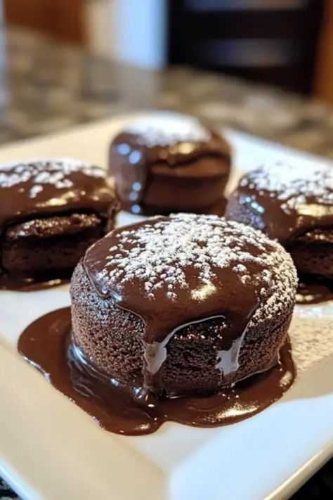 Looking for the ultimate dessert that wows everyone? Try these Decadent Chocolate Lava Cakes that ooze rich chocolate goodness right from the center. Perfectly fluffy on the outside and gooey on the inside, they are an absolute must for any occasion. Whether you're entertaining guests or enjoying a cozy date night, these enjoy-a-bite treats are sure to impress. Pair them with a dash of ice cream or fresh berries for a dessert that's even more enjoyable. Discover how easy they are to make and elevate your dessert game today! Fancy Chocolate Desserts, Gourmet Chocolate Desserts, Crazy Desserts, Lava Cake Recipe Easy, Chocolate Desserts Fancy, Molten Lava Cakes Recipe, Chocolate Lava Cakes, Cozy Date Night, Chocolate Lava Cake Recipe