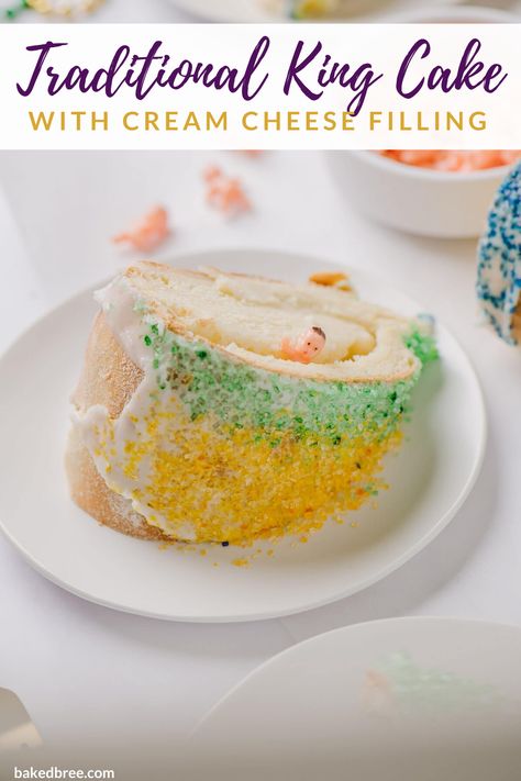 Cream Cheese King Cake Filling, Cream Cheese Filling For King Cake, King Cake Cream Cheese Filling, King Cake With Cream Cheese Filling, King Cake Recipe Traditional, Cream Cheese King Cake Recipe, King Cake Recipe Cream Cheese, Homemade King Cake, Traditional King Cake