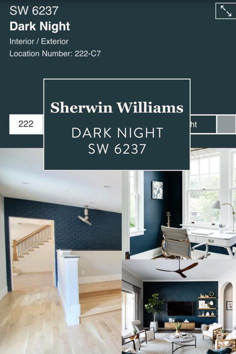 Sherwin Williams Dark Night Cabinets, Dark Blue Gray Accent Wall, Night Watch Sherwin Williams, Dark Knight Paint Sherwin Williams, Sherwin Williams Night Watch, Dark Blue Accent Wall Office, Sherwin Williams Dark Teal, Moody Blue Paint Colors Sherwin Williams, Sherwin Williams Dark Knight