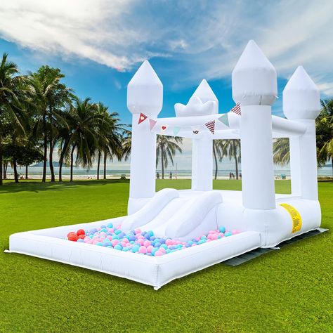 PRICES MAY VARY. ❤【SIZE】White inflatable castle trampoline:L:13FT .W:8FT .H:8FT .We use high-density elastic fabric with excellent load-bearing effect to ensure the load-bearing and tensile performance of the product. It can accommodate 3-5 children to bounce and play at the same time. ❤【TOP GIFTS for Kids】bubble house dome inflatable for kids Very suitable for children playing in the courtyard and queuing for filming.It is an important gift for girls, daughters, sons, lovers, and children in an Castle Wedding Decorations, Birthday Activities Kids, Outdoor Birthday Party, White Bounce House, Bouncy Castles, Inflatable Castle, Top Gifts For Kids, House Slide, Bubble House