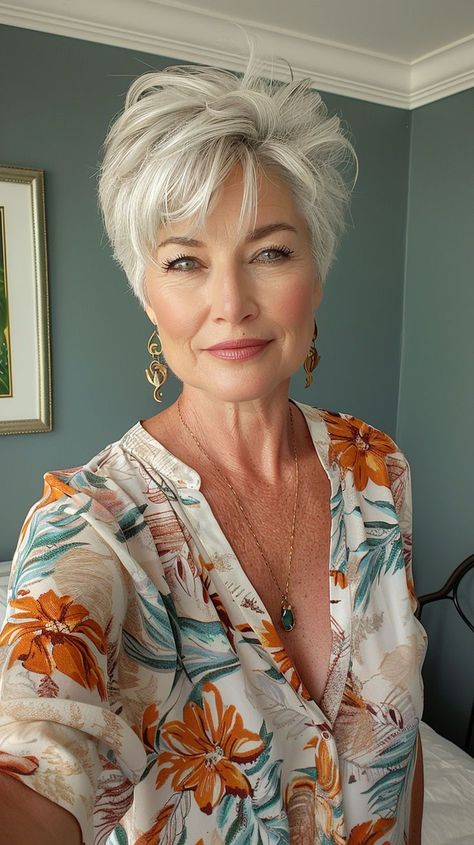 Pixie Haircut Messy, Short White Hair For Older Women, Sharon Stone Hairstyles, Pixie Bobs, Gray Hairstyles, Short White Hair, Short Silver Hair, Long Pixie Cuts, Shorter Hair