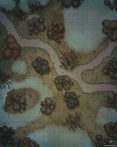 camino rio cienaga Dnd Plains Battle Map, Forest Path Battlemap, Swamp Map Dnd, Swamp Battlemap, Halloween Environment, Swamp Map, Dnd Swamp, Roll20 Maps, Map Rpg