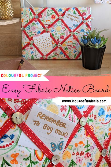 Diy Pin Board Ideas How To Make, Homemade Bulletin Board, Bulletin Board Ideas For Home, Diy Pin Board Ideas, Fabric Pinboard, Pin Board Ideas, Fabric Corkboard, Fabric Memo Boards, Fabric Bulletin Board