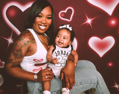 Early 2000s Valentines Day Photoshoot, Valentines Day Mommy And Me Photos, Mommy And Baby Valentines Photoshoot, 2000s Valentines Photoshoot, 90s Valentines Day Photoshoot, Mom And Daughter Valentines Photos, Mommy And Me Valentines Day Photo Shoot, Family Valentines Pictures, Valentine Baby Photo Shoot