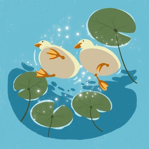 Ducks In Water Drawing, Duck Phone Theme, Duck In Water Painting, Ducks Swimming Drawing, Ducks On Water, Cute Duck Wallpaper Laptop, Water Laptop Wallpaper, Duck In Water Drawing, Duck Underwater