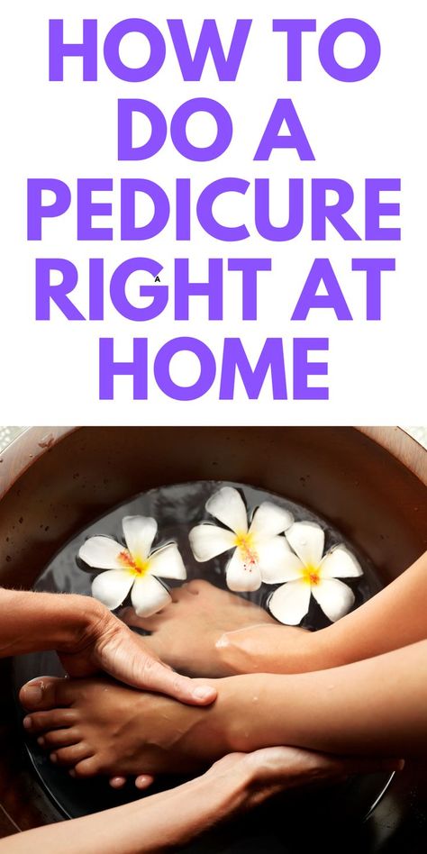 HOW TO DO A PEDICURE AT HOME - HERE IS HOW TO DO A SIMPLE AND FUN PEDICURE AT HOME. How To Do A Pedicure, Homemade Pedicure Diy, How To Pedicure At Home, Home Pedicure, How To Give A Pedicure, Self Pedicure At Home, Pedicure At Home Step By Step, Pedi At Home, At Home Pedicure