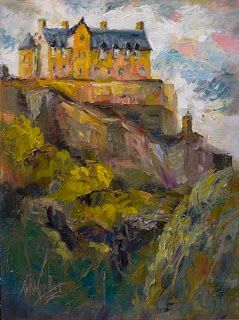 Acotar Painting, Scotland Painting, Edinburgh Art, Scotland Art, Castle Painting, Textured Oil Painting, European Castles, Scotland Castles, Oil Painting Texture