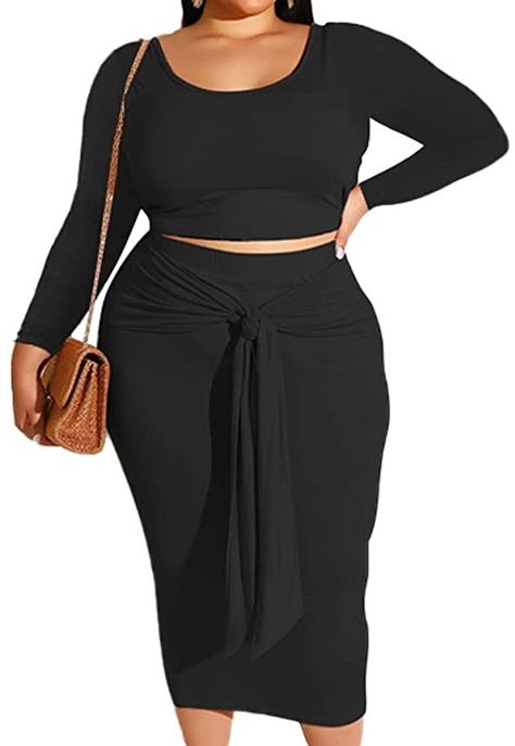 The Best Fashion Deals From Amazon Prime Day Skirt Sets For Women, Pencil Dress Outfit, Plus Size Clubwear, Skirt Set Outfit, Plus Size Crop Tops, Plus Size Skirt, Long Pencil Skirt, Sets Summer, Plus Size Bodycon Dresses