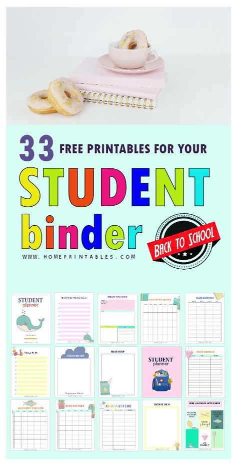 You can't believe this printable student binder is free! It has 33 pages to love! Have your best school year yet! #student #planner Free School Planner, School Planner Organization, Homeschool Student Planner, Student Binder Covers, Planer Organisation, Student Binders, Homework Planner, Free Printables Organization, Student Planner Printable