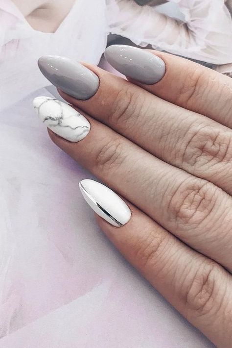 Grey Nail Designs, Wedding Manicure, Water Nails, Marble Nail Designs, Supper Ideas, Gray Nails, Wedding Nails Design, Bride Nails, Cute Nail Designs