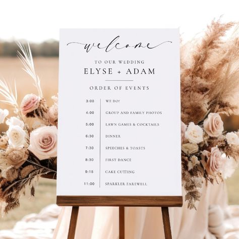 Ellesmere Order Of Events Welcome Poster Wedding Welcome Order Of The Day, Wedding Welcome Sign Itinerary, Itinerary Wedding Sign, Order Of Events Sign Wedding, Wedding Itenary Board, Wedding Welcome Sign Wording, Wedding Schedule Sign, Wedding Order Of Ceremony, Wedding Itinerary Sign