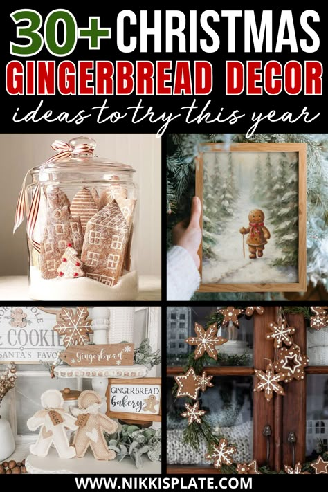 30 Gingerbread Christmas Decor Ideas You Will Love! - NP Christmas Gingerbread Decor, Gingerbread Diy Crafts, Ginger Bread House Diy, Gingerbread Christmas Tree, Gingerbread Decor, Gingerbread Diy, Gingerbread Christmas Decor, Gingerbread Decorations, Gingerbread Ornaments