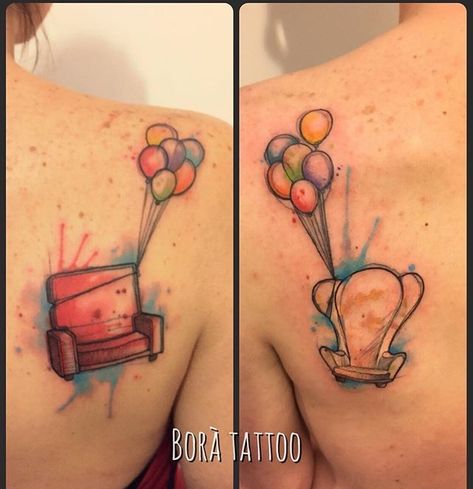 Pixar Up Tattoo Ideas, Up The Movie Tattoos, Up Movie Tattoo Ideas, Disney Up Tattoo, Up Tattoo Disney, Pixar Tattoos, Disney Tattoos Unique, Meaning Tattoos, J Tattoo