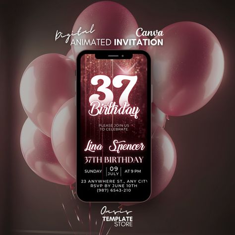 17. Geburtstag, 21st Ideas, Phone Invitation, Rose Glitter, Animated Invitations, Glitter Invitations, 29th Birthday, Glitter Design