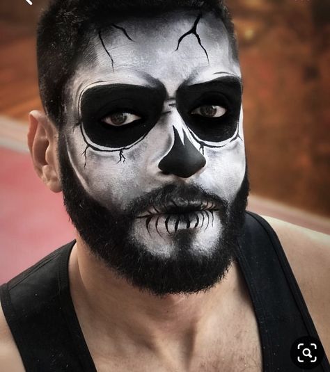 Skull Makeup With Beard Male, Skeleton Makeup On Men With Beard, Skull Face Paint With Beard, Skull Makeup For Men With Beards, Halloween Face Paint For Men With Beards, Skull Face Paint For Men With Beard, Skeleton Face Paint With Beard, Skull Halloween Makeup For Men With Beard, Skull Face Makeup Men Beard