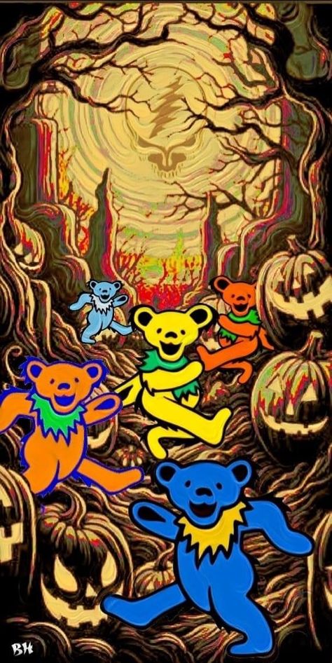 Greatful Dead Wallpapers, Grateful Dead Halloween, Grateful Dead Wallpaper, Grateful Deadhead, Muse Music, Grateful Dead Bears, Halloween Memes, Halloween Wallpapers, Bear Halloween