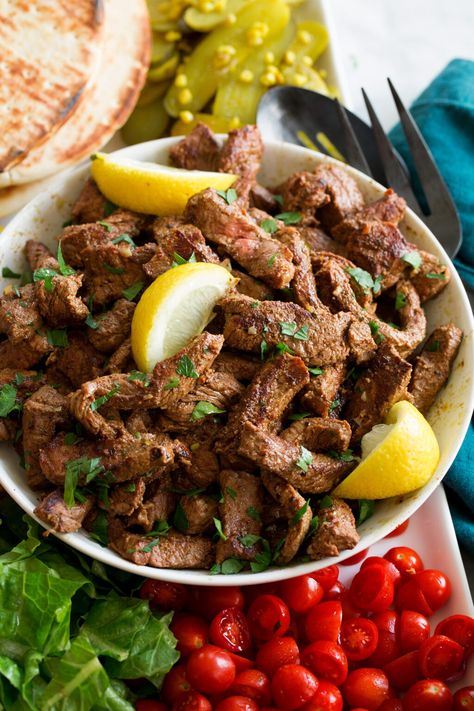 Beef Shawarma Beef Shawarma Recipe, Beef Shawarma, Steak Kebabs, Food Steak, Shawarma Recipe, Marinated Beef, Cooking White Rice, Homemade Beef, Beef Recipe