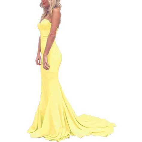 Yellow strapless dress