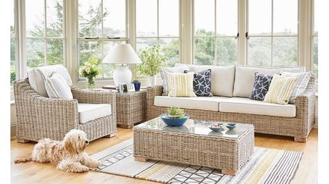 Kew Conservatory Seating | Contemporary Conservatory Furniture | Holloways Scandi Conservatory Ideas, Conservatory Sofa Ideas, Conservatory Furniture Ideas, Conservatory Seating, Contemporary Conservatory, Orangery Interior, Conservatory Interiors, Conservatory Sofa, Conservatory Interior