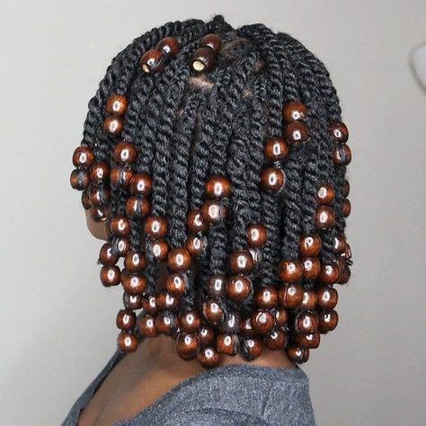 Beaded Natural Hair Twists, Twist On Natural Hair With Beads, Twists On Natural Hair With Beads, Natural Hair Twist With Beads, Natural Twist With Beads, Twist With Beads Natural Hair, Juicy Twists Natural Hair, Twists With Beads Natural Hair, Natural Hair Twists With Beads