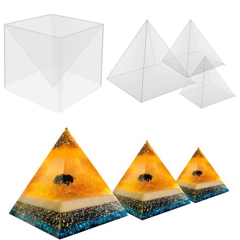 PRICES MAY VARY. 3 pcs Large Pyramid Molds for Resin - This silicone pyramid molds kit includes 3Pcs Inner Pyramid Silicone Molds and 1Pcs Plastic Frame. Pyramid molds size:Height:16cm/6.5 inch. 13cm/5 inch. 10.3cm/4 inch, Base:15.5cm/6inch x 15.5cm/6inch. 13cm/5inch x 13cm/5inch. 10.3cm/4inch x 10.3cm/4inch. High Transparent Silicone - Our Pyramid Silicone mold is made with quality durable silicone by advanced techniques. The finished product is precise, high transparency, flexible and easy tak Pyramid Model, Molds For Resin, Making Resin Jewellery, Mold Kit, Casting Resin Molds, Casting Jewelry, Resin Casting, Craft Accessories, Resin Molds