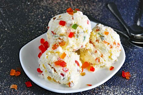 Tutti Frutti Ice Cream, Indian Collage, Banana Splits Sundae, Indian Ice Cream, Fruity Ice Cream, Kitchen Aid Ice Cream, Easy Indian Dessert Recipes, Easy Indian Dessert, Ice Cream Homemade