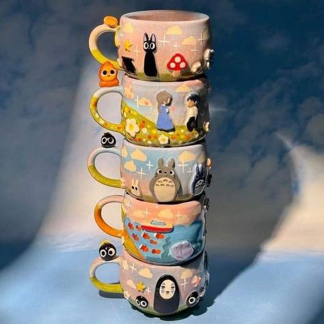 Harry Potter Ceramics, Diy Pottery Painting, Ghibli Artwork, Tanah Liat, Pretty Mugs, Tassen Design, Studio Ghibli Art, Ceramic Ideas, Pottery Crafts