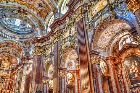 Learn all you need to know about Baroque architecture by exploring some of Europe's most beautiful examples of Baroque architecture with this guide. Day Trips From Vienna, Architecture Baroque, Neo Baroque, Old Town Square, Baroque Art, Baroque Architecture, Church Architecture, Wow Art, Original Wallpaper