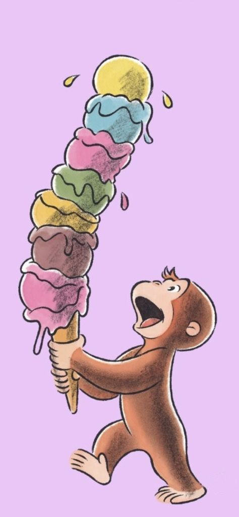 Childhood Wallpaper Aesthetic, Curious George Poster, Curious George Wallpaper Iphone, Pink Monkey Wallpaper, Curious George Aesthetic, Cute Monkey Wallpaper, Curious George Wallpaper, Curious George Cartoon, Kid Wallpaper