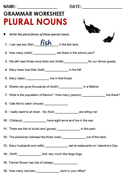 Plural & Singular Nouns - All Things Grammar Singular Plural Worksheets For Grade 4, Plural Nouns Worksheet Grade 3, Grade 4 Grammar Worksheets, Singular Plural Worksheets Grade 3, Plural Of Nouns Worksheets, Plural Nouns Exercises, Singular Plural Worksheets, Singular And Plural Nouns Worksheet, Nouns Exercises